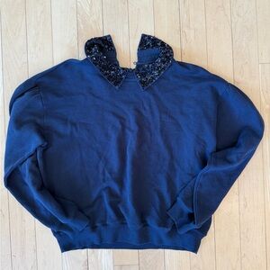 J. Crew Crewneck Sweatshirt with Sequin Peter Pan Collar